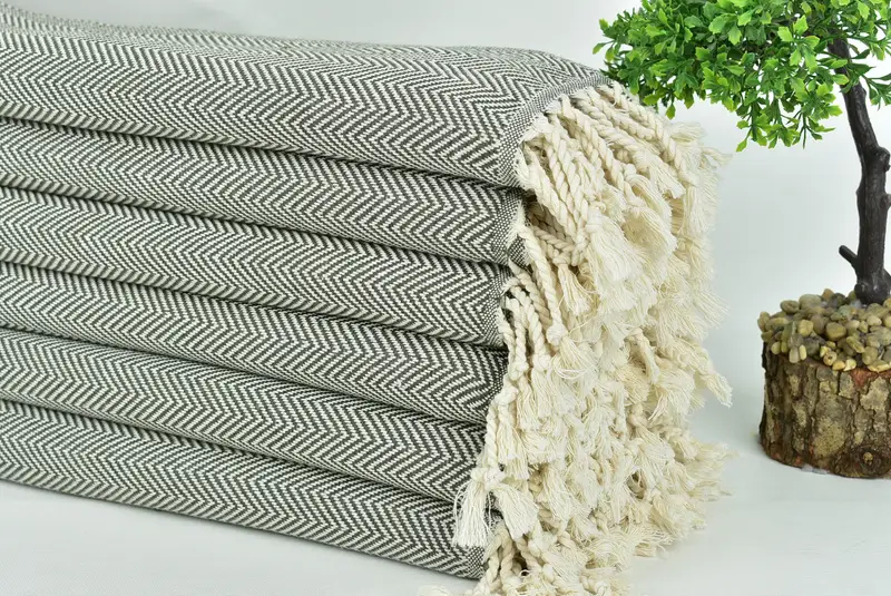 Gift For Him, Embroidered Towel, 70x40 Cotton Herringbone Towel, Fringed Turkish peshtemal beach towel USA, Personalize Gift, Soft towel - 3