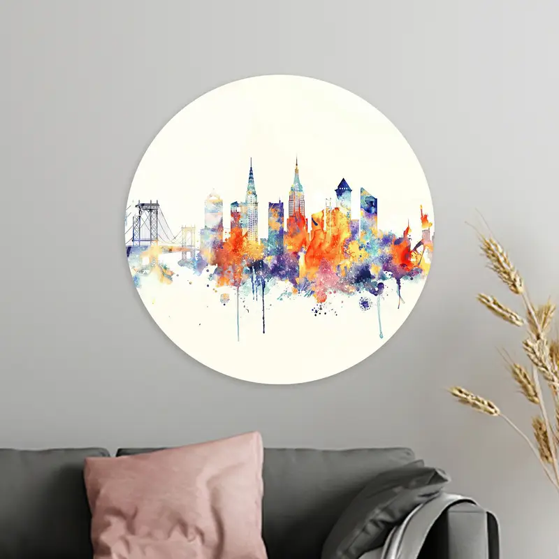 モダンなニューヨークのスカイライン キャンバス: 抽象的な都市景観アート プリント