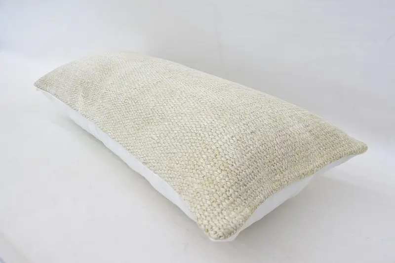 Cushion Case, 16x36 White Cushion, Vintage Pillow, Bright Cushion Cover, Kilim Pillow Cover, Pillow for Couch, Neutral Pillow Cover - 6