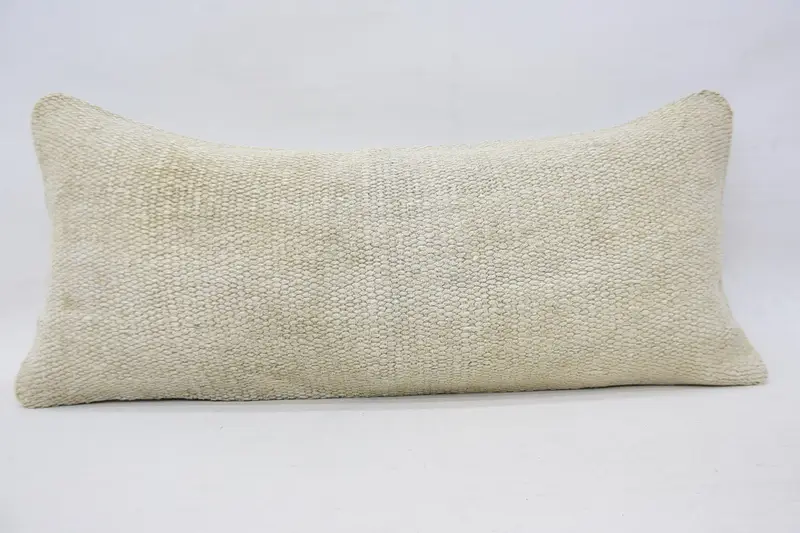 Cushion Case, 16x36 White Cushion, Vintage Pillow, Bright Cushion Cover, Kilim Pillow Cover, Pillow for Couch, Neutral Pillow Cover - 1