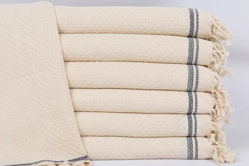 Navy Striped Dish Towel Turkish Organic Cotton, 38x18 Inches