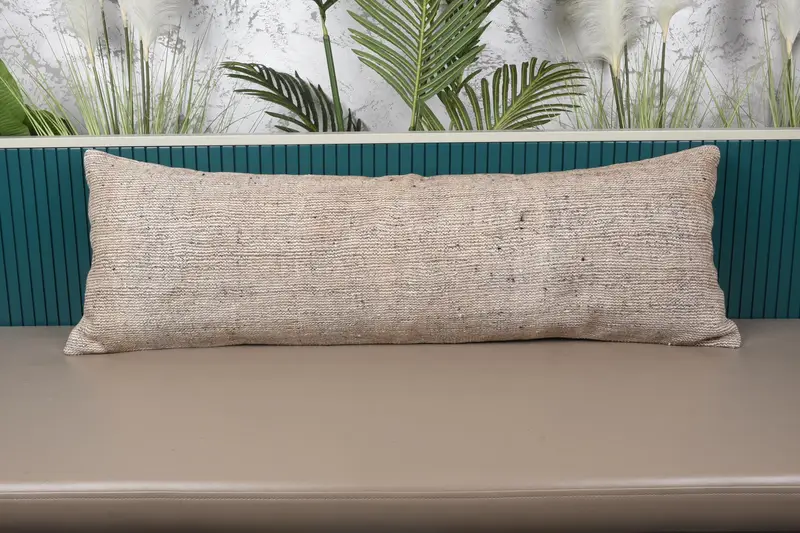 Besticktes Southwestern Beige Wurfkissen, handgefertigtes rechteckiges Kissen