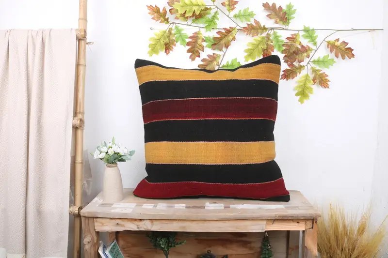 Antique Pillows, Home Decor Pillow, Patio Pillow Cover, Pillow for Sofa, 24x24 Brown Cushion, Cushion Cover, Nomadic Cushion Cover - 1
