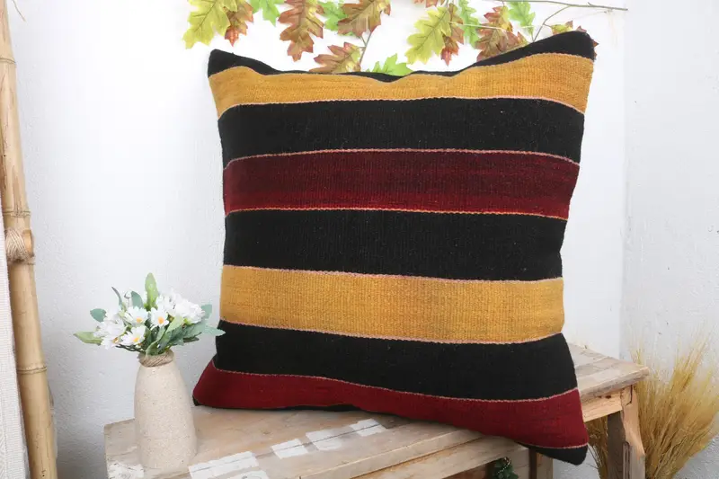 Antique Pillows, Home Decor Pillow, Patio Pillow Cover, Pillow for Sofa, 24x24 Brown Cushion, Cushion Cover, Nomadic Cushion Cover - 4