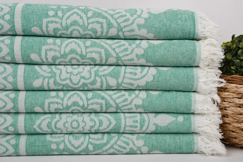 Large Turkish Towel, Luxury Beach Towel, Bridal Shower Favors, Bride Gift, 74x36 Cotton Floral Patterned Towel, Bachelorette Party Gifts Bridesmaids - 3