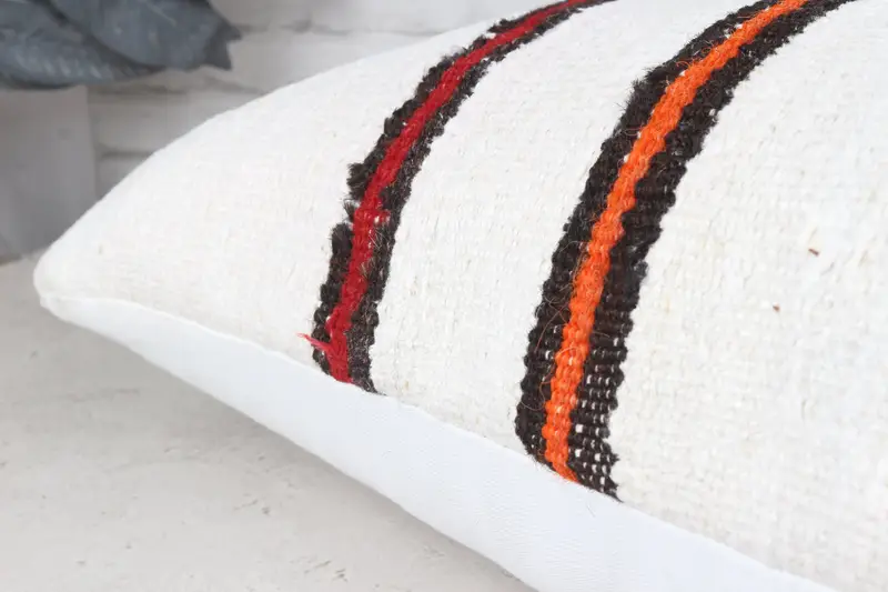 16x48 White Pillow, Antique Pillows, Handwoven Pillow Case, Colorful Pillow Case, Vintage Pillow, Cushion Case, Kilim Pillow Cover - 8