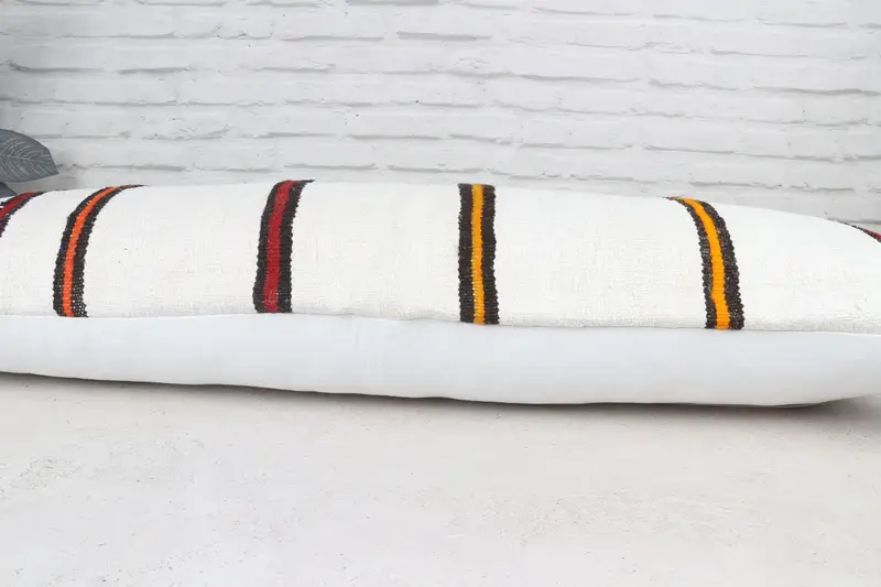 16x48 White Pillow, Antique Pillows, Handwoven Pillow Case, Colorful Pillow Case, Vintage Pillow, Cushion Case, Kilim Pillow Cover - 6