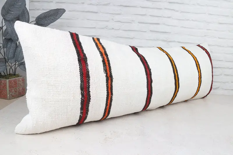16x48 White Pillow, Antique Pillows, Handwoven Pillow Case, Colorful Pillow Case, Vintage Pillow, Cushion Case, Kilim Pillow Cover - 4