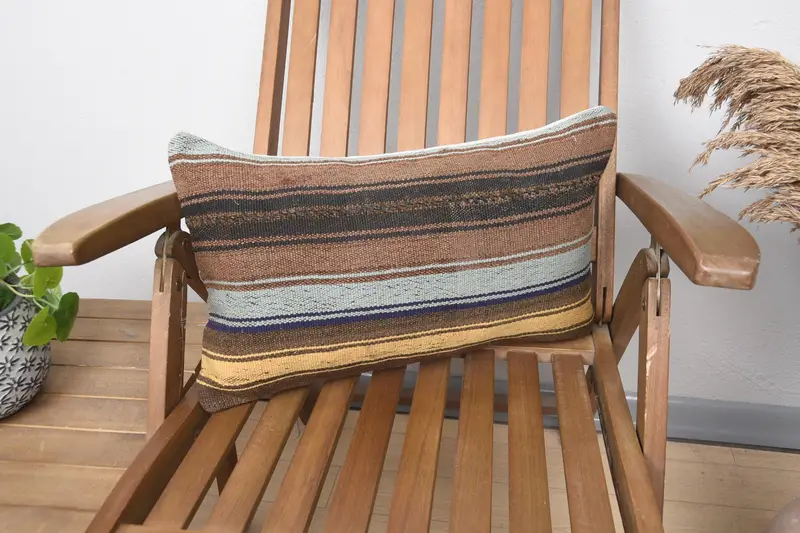 12x20 Brown Pillow, Couch Pillow Case, Vintage Kilim Pillow, Tapestry Pillow Sham, Home Decor Pillow, Handmade Kilim Cushion, Cushion Cover - 1