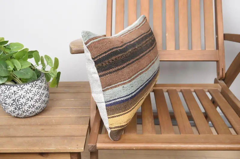 12x20 Brown Pillow, Couch Pillow Case, Vintage Kilim Pillow, Tapestry Pillow Sham, Home Decor Pillow, Handmade Kilim Cushion, Cushion Cover - 2