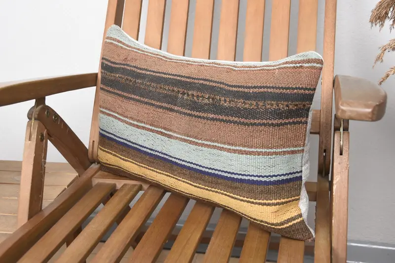 12x20 Brown Pillow, Couch Pillow Case, Vintage Kilim Pillow, Tapestry Pillow Sham, Home Decor Pillow, Handmade Kilim Cushion, Cushion Cover - 3