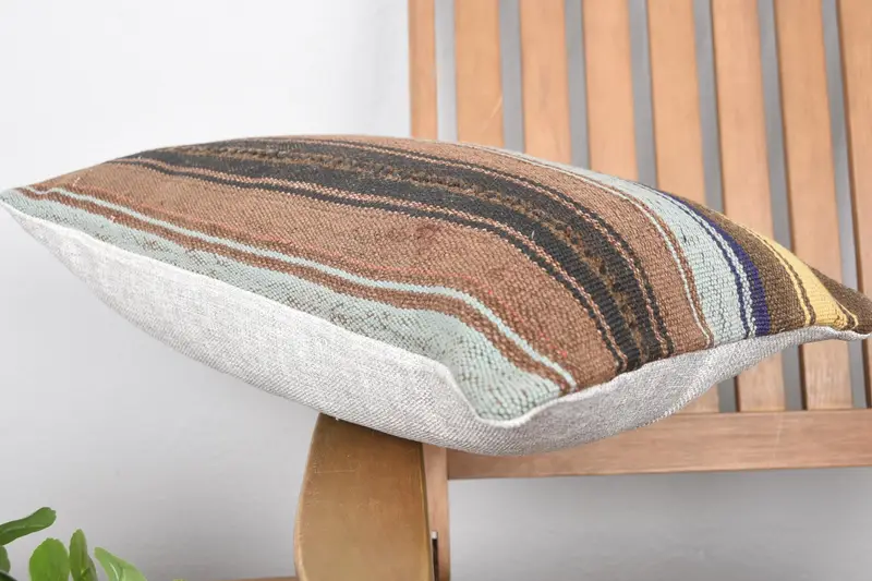 12x20 Brown Pillow, Couch Pillow Case, Vintage Kilim Pillow, Tapestry Pillow Sham, Home Decor Pillow, Handmade Kilim Cushion, Cushion Cover - 6