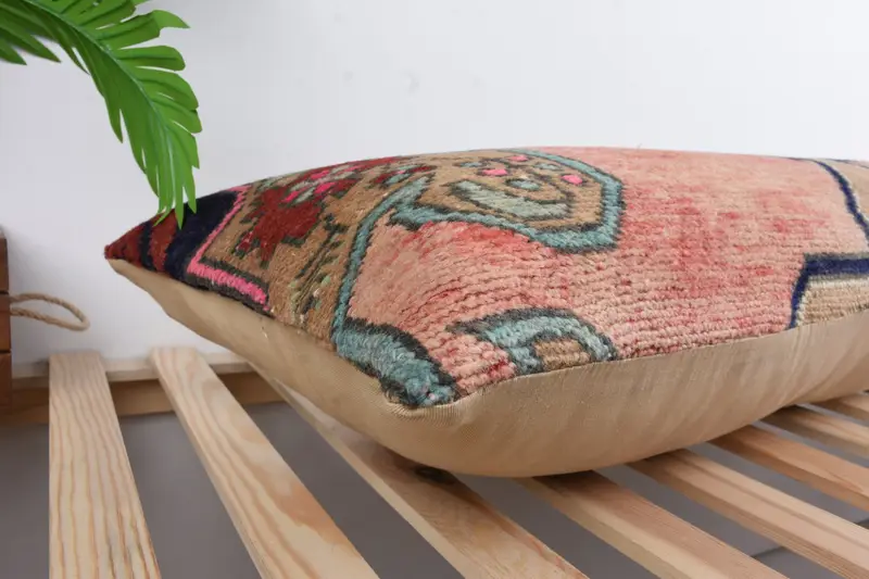 Kilim Cushion Sham, Turkish Pillow, Meditation Pillow Case, 16x43 Red Cushion, Knitted Pillow Sham, Handmade Kilim Cushion, Pillow Sham - 6