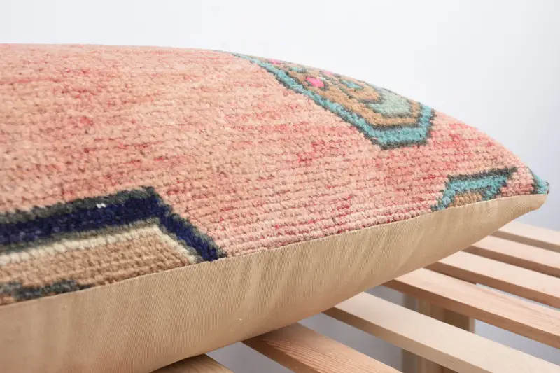 Kilim Cushion Sham, Turkish Pillow, Meditation Pillow Case, 16x43 Red Cushion, Knitted Pillow Sham, Handmade Kilim Cushion, Pillow Sham - 7