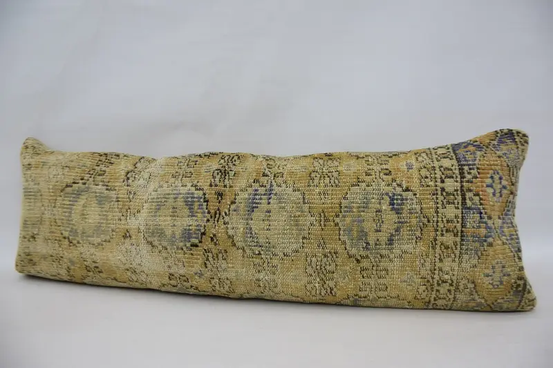 Antique Pillows, Boho Pillow, 16x48 Beige Pillow Sham, Cushion, Throw Kilim Pillow, Customized Pillow Cover, Crochet Pattern Pillow Case - 5