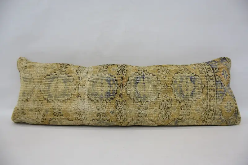 Antique Pillows, Boho Pillow, 16x48 Beige Pillow Sham, Cushion, Throw Kilim Pillow, Customized Pillow Cover, Crochet Pattern Pillow Case - 4