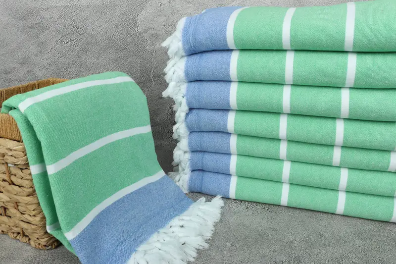 Beach Towel Personalized, Turkish bath towel, Family Gift Basket, 68x40 Cotton Striped Terry Towel, Peshtemal, Custom Towel, Housewarming Gift - 3
