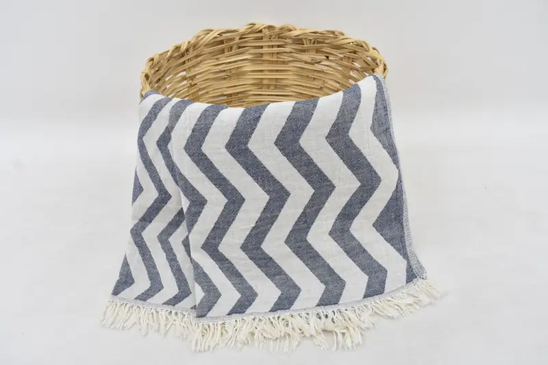 Navy Zigzag Design Dish Towel Organic Cotton Blue, 40x24 Inches