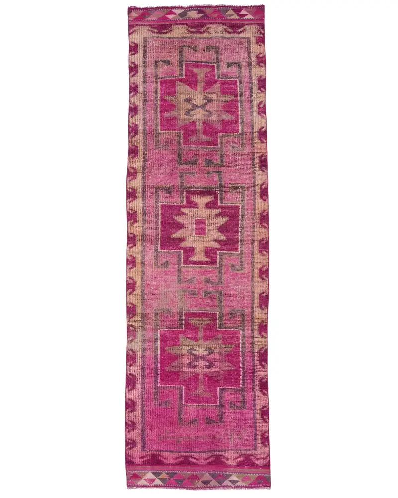 Karierter Teppich in Rosa und Beige, 90 x 300 cm, schicke Ergänzung