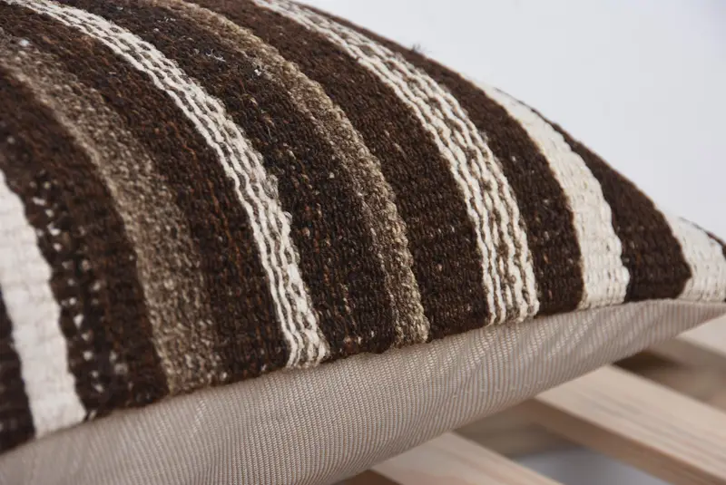 Knitted Cushion Case, Turkish Pillow, 12x36 Brown Pillow Case, Vintage Kilim Throw Pillow, Handmade Kilim Cushion, Knitted Pillow Sham, Cushion Case - 7