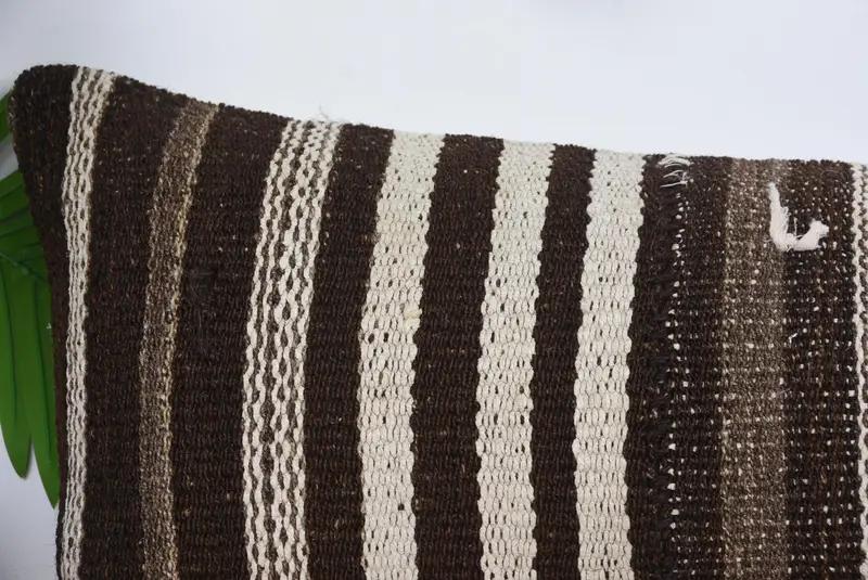 Knitted Cushion Case, Turkish Pillow, 12x36 Brown Pillow Case, Vintage Kilim Throw Pillow, Handmade Kilim Cushion, Knitted Pillow Sham, Cushion Case - 2