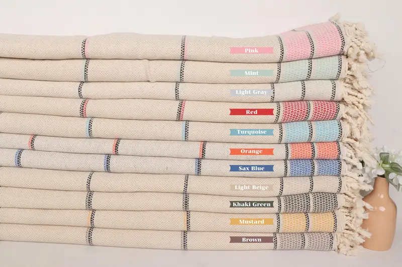 Custom Blanket, Large Beach Towel Personalized, Bachelorette Party Favors, Housewarming Gift, Bridal Shower Gifts, 104x96 Cotton Striped Towel - 1