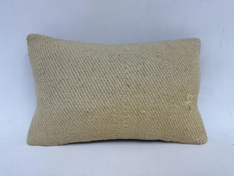 Kilim Pillow, 12x20 Beige Cushion Cover, Decorative Bolster Cushion Cover, Cushion Cover, Turkish Kilim Pillow, Ethnical Kilim Rug Pillow - 1