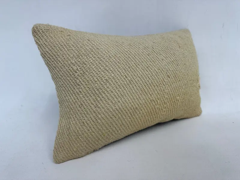 Kilim Pillow, 12x20 Beige Cushion Cover, Decorative Bolster Cushion Cover, Cushion Cover, Turkish Kilim Pillow, Ethnical Kilim Rug Pillow - 3