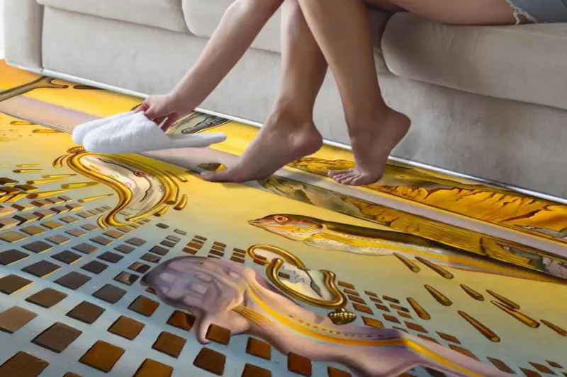 抽象的でシュールなプリントラグ: あなたの空間にモダンなエレガンスを