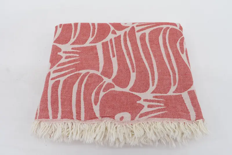 Boho Throw Blankets, Spa Gift, 108x104 Cotton Fish Design Towel, Woven Throw Blanket, Turkish Towel Beach Blanket, Bridesmaid Gifts - 5