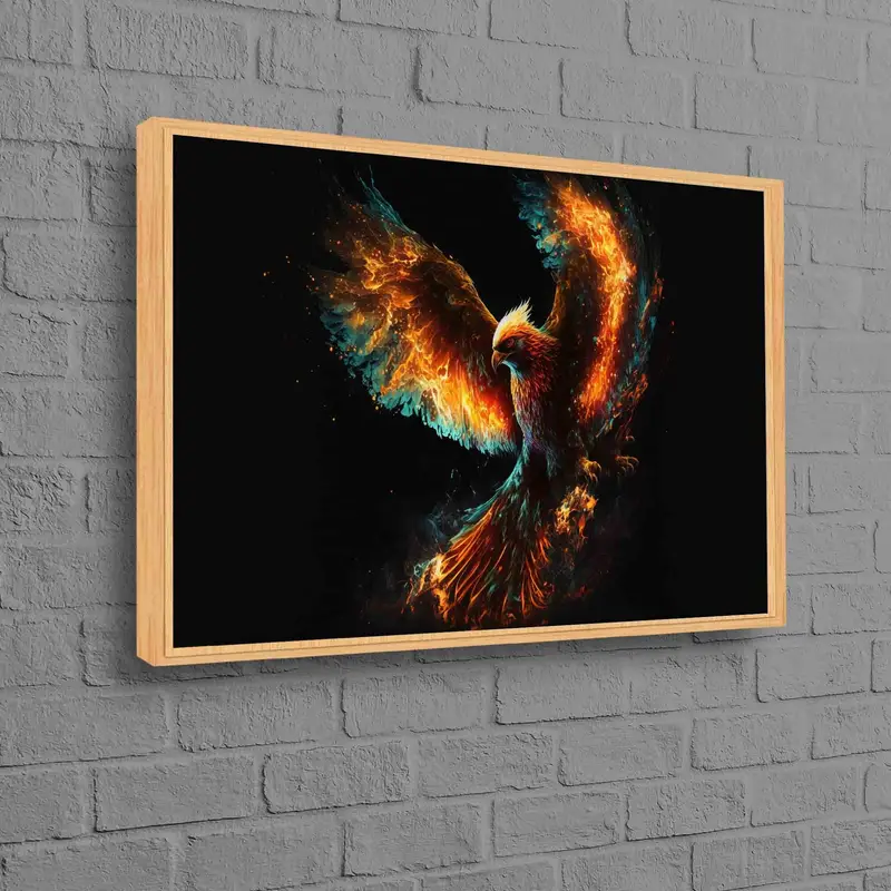 Trendy Phoenix Kuş Siyah Ofis Kanvas Tablo - Zarif Dekor