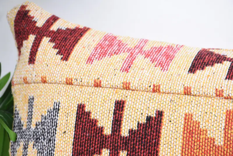 Pillow Sham, Vintage Cushion Case, Boho Pillow, Interior Designer Pillow, 16x36 Beige Cushion Cover, Ethnical Kilim Rug Pillow - 2