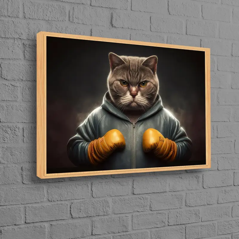 Impresión abstracta elegante del lienzo del gato del boxeador - regalo único del amante del gato