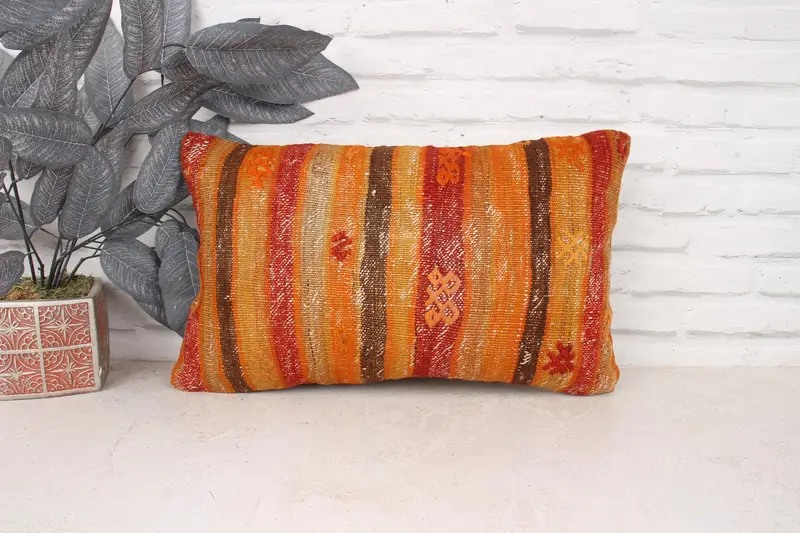 12x20 Red Pillow, Authentic Cushion, Outdoor Patio Cushion Case, Antique Pillows, Pillow Case, Turkish Pillow, Vintage Kilim Throw Pillow - 1