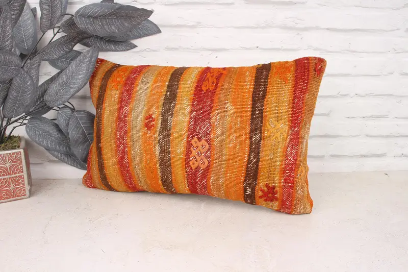 12x20 Red Pillow, Authentic Cushion, Outdoor Patio Cushion Case, Antique Pillows, Pillow Case, Turkish Pillow, Vintage Kilim Throw Pillow - 4