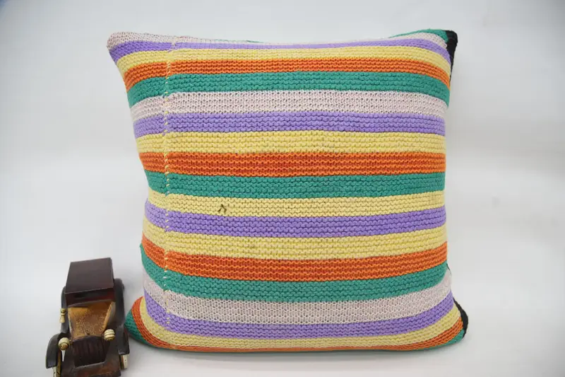 18x18 Yellow Pillow Sham, Kilim Pillow, Gift Pillow, Cozy Throw Cushion, Boho Pillow, Pillow Cover, Wholesale Cushion Cover, Cotton Cushion - 1