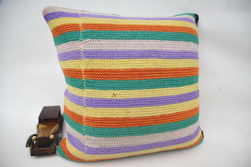 18x18 Yellow Pillow Sham, Kilim Pillow, Gift Pillow, Cozy Throw Cushion, Boho Pillow, Pillow Cover, Wholesale Cushion Cover, Cotton Cushion - 2
