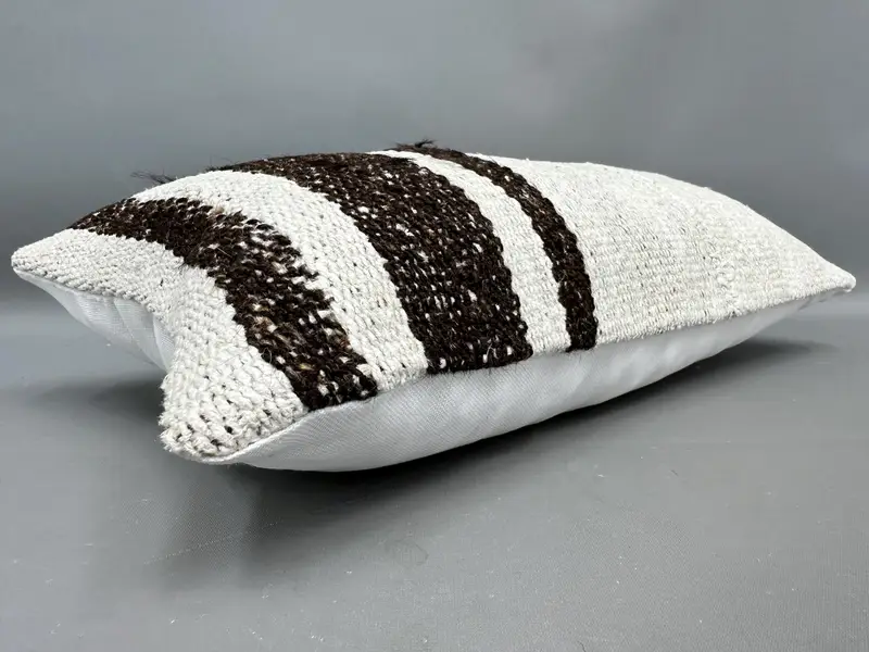 Vintage Pillow, Neutral Cushion, Cushion, Turkish Kilim Pillow, 12x20 White Cushion, Antique Pillows, Floor Cushion Cover, Kilim Rug Cushion Case - 6