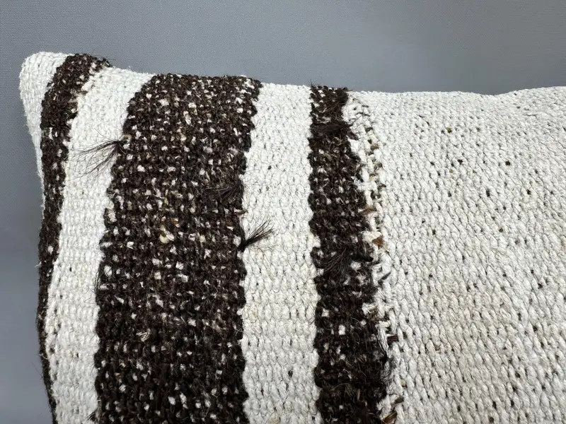 Vintage Pillow, Neutral Cushion, Cushion, Turkish Kilim Pillow, 12x20 White Cushion, Antique Pillows, Floor Cushion Cover, Kilim Rug Cushion Case - 5