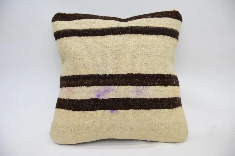 16x16 Beige Pillow Cover, Designer Throw Cushion Case, Pillow for Couch, Boho Pillow Sham Cover, Pillow Sham, Antique Pillows, Anatolian Pillow Sham - 1