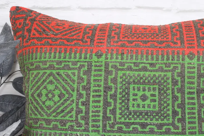 Accent Throw Pillow, Vintage Pillow, Pillow Case, Garden Pillow Case, Throw Kilim Pillow, Pillow for Couch, 24x24 Green Cushion Case - 2