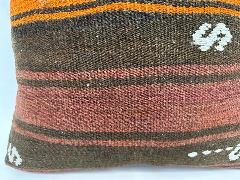 Kilim Pillow, Ethnical Kilim Rug Pillow, Pillow, 18x18 Orange Cushion Cover, Pattern Throw Pillow Cover, Home Decor Pillow, Ethnic Throw Pillow Case - 2