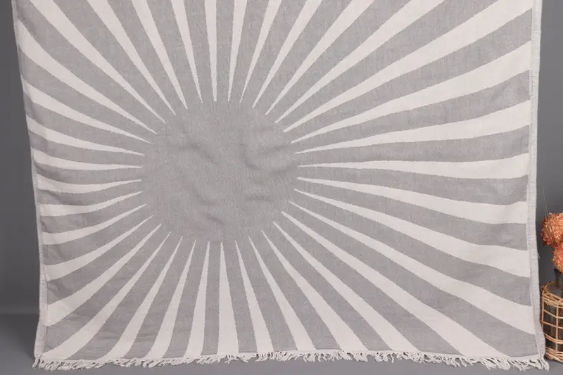 Personalized Embroidered Dark Gray Striped Turkish Towel, 36x71 Inches