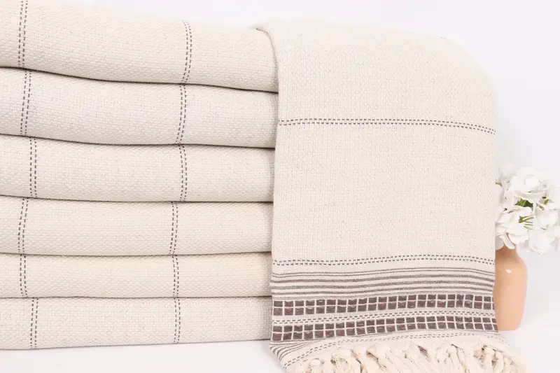 Turkish Cotton Blanket, Custom Wedding Gifts, Personalized Wedding Gift, Decorative Blanket, Monogram Blanket, 96x94 Linen Striped Towel - 2