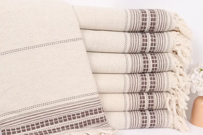 Turkish Cotton Blanket, Custom Wedding Gifts, Personalized Wedding Gift, Decorative Blanket, Monogram Blanket, 96x94 Linen Striped Towel - 1