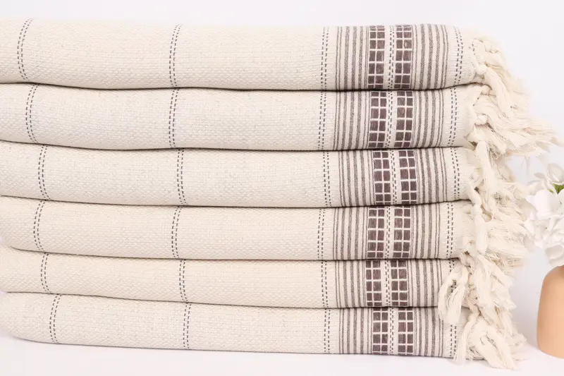 Turkish Cotton Blanket, Custom Wedding Gifts, Personalized Wedding Gift, Decorative Blanket, Monogram Blanket, 96x94 Linen Striped Towel - 3