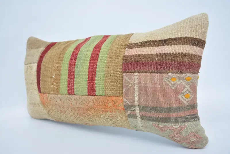Vintage Throw Cushion, Pillow, Vintage Kilim Pillow, Home Decor Pillow, Vintage Pillow, 12x24 Beige Pillow Case, Ethnic Throw Cushion - 4