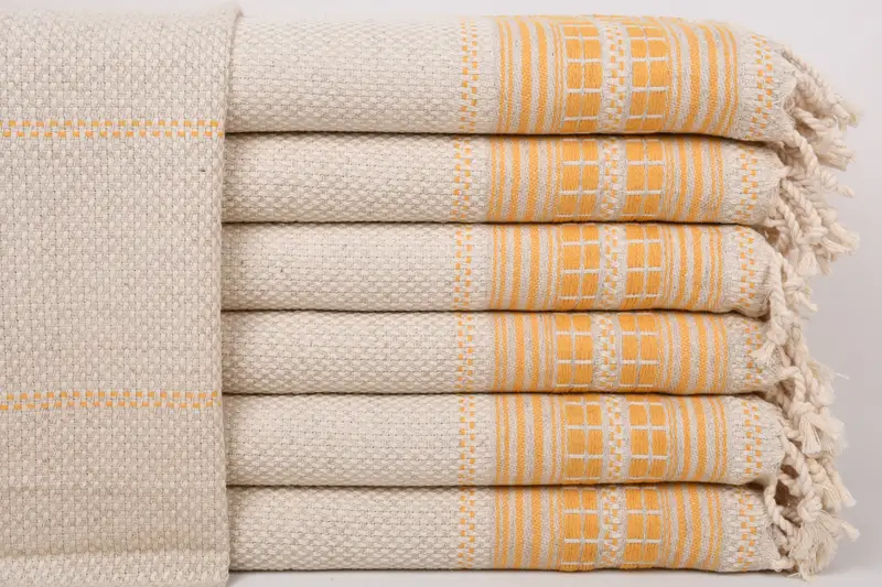 New Home ティータオル、ディッシュタオル刺繍デザイン、マスタードタオル、20x40インチ - 1