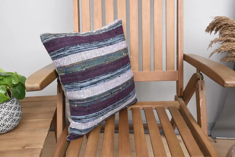 Car Pillow Cover, Ethnical Kilim Rug Pillow, Turkish Pillow, Tapestry Pillow, Kilim Cushion Sham, 16x16 Purple Pillow Case, Pillow Case - 2