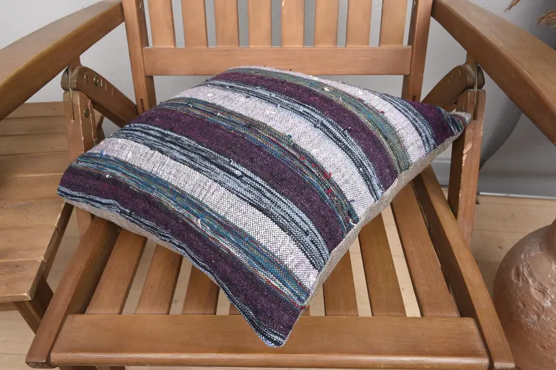 Car Pillow Cover, Ethnical Kilim Rug Pillow, Turkish Pillow, Tapestry Pillow, Kilim Cushion Sham, 16x16 Purple Pillow Case, Pillow Case - 4